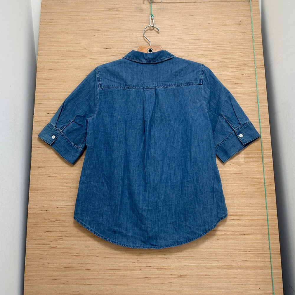 J.Crew Womens Blue Denim Short Sleeve Button Up Shirt XS 7656 - Picture 4 of 7